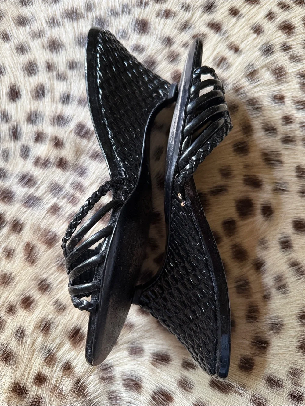 Prada Vernice Glamour Nero Wedge Sandal
